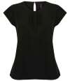 H597 Henbury Ladies Pleat Front Short Sleeve Blouse Black colour image